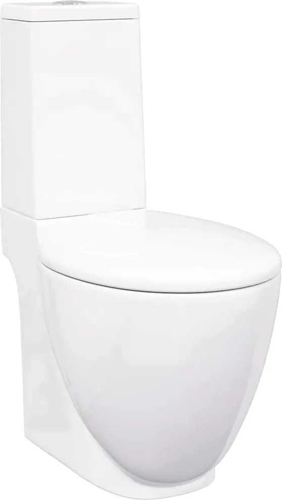 vidaXL Vas WC toaletă de baie, alb, ceramică, rotund, flux inferior