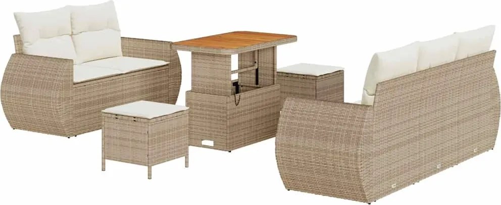 vidaXL Set de canapele pentru grădină 8 pcs Bej și crem poliratan