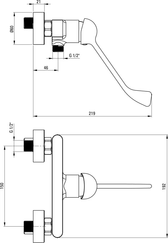 ALPINIA Baterie pentru duș, cu mâner Clinic Finisaj: Crom BGA_040C