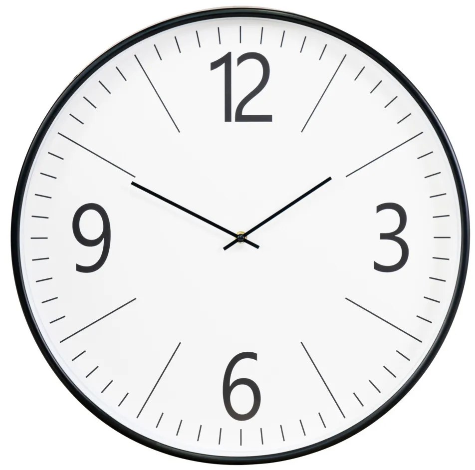 Ceas de perete Biel, plastic, negru, alb, silențios, 51 cm