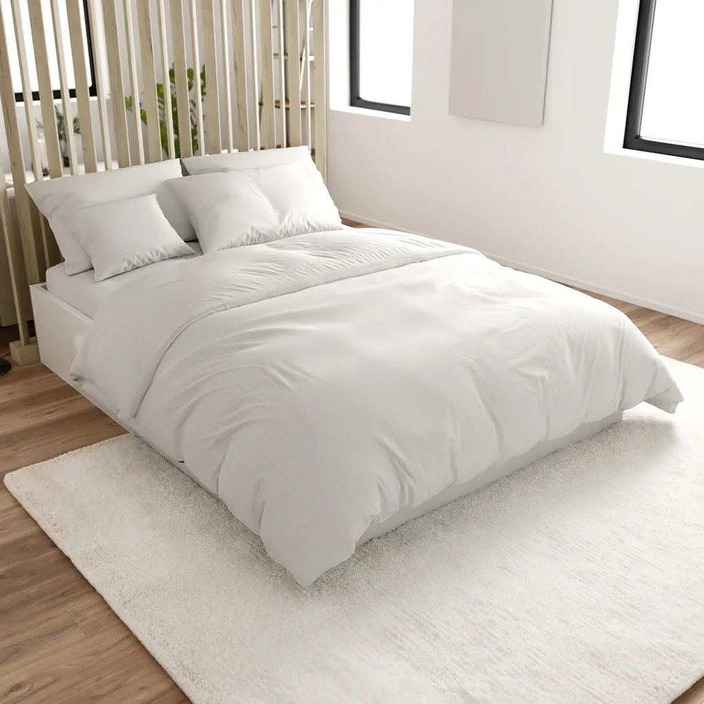 Lenjerie de pat creponata STANDO alba cu buzunar hotelier Dimensiune lenjerie de pat: 70 x 90 cm | 140 x 200 cm