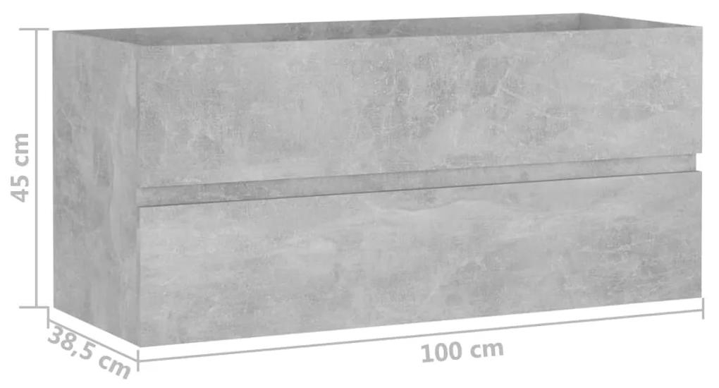 Dulap de chiuveta, gri beton, 100x38,5x45 cm, PAL Gri beton, Dulap pentru chiuveta, 1