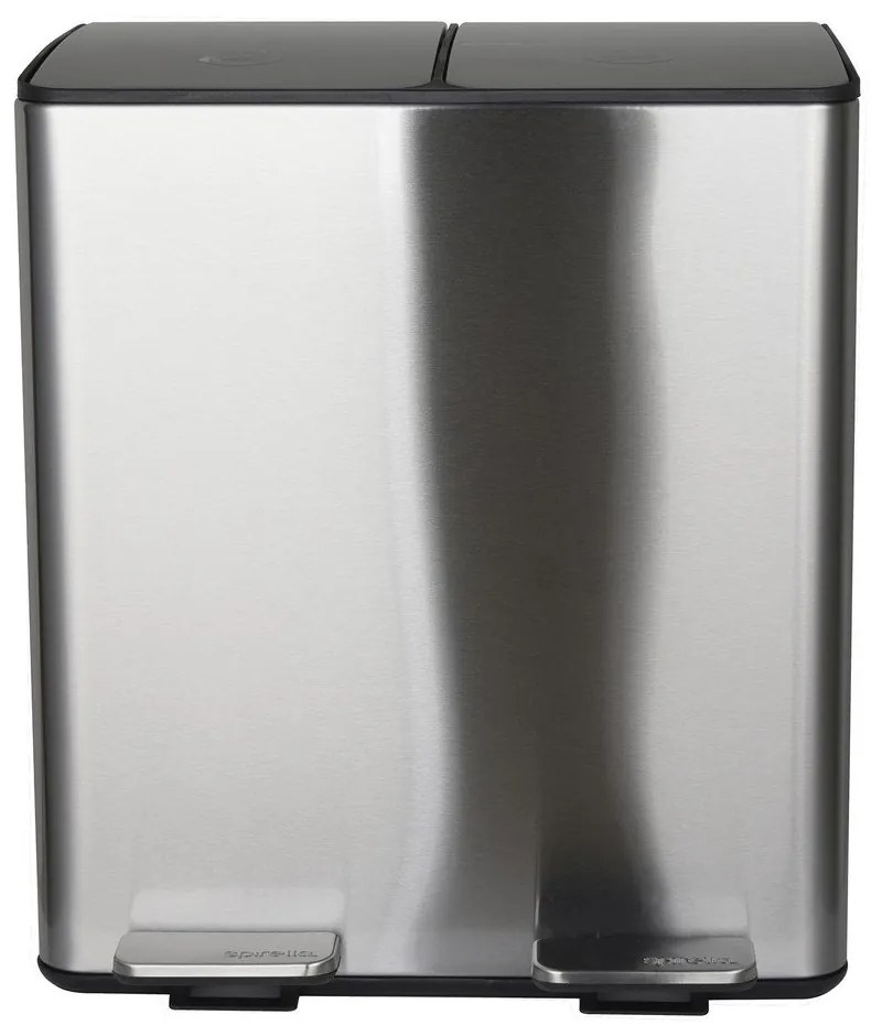 Coș de gunoi argintiu mat pentru reciclare/cu pedală 2x20 l din oțel Aliya – Spirella