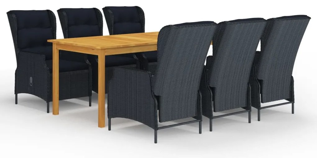 vidaXL Set mobilier de grădină, 7 piese, gri închis