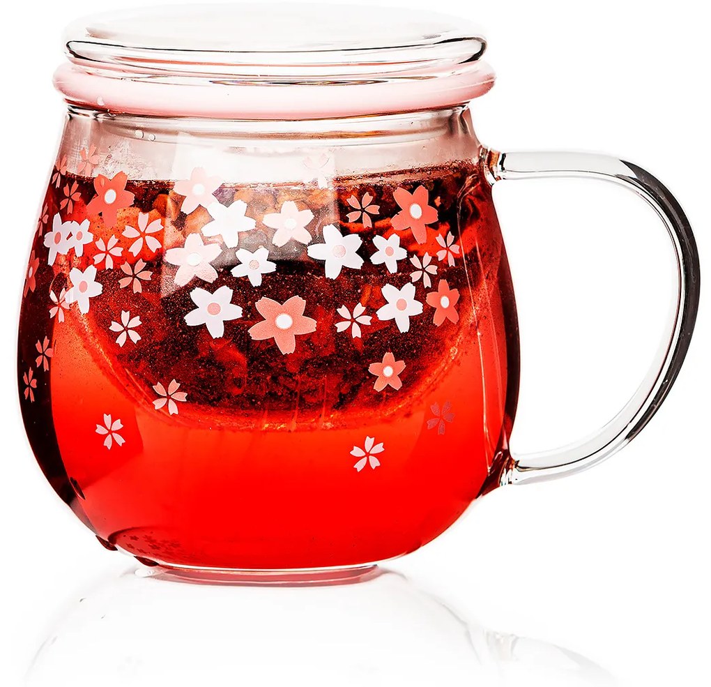 Cană din sticlă 4Home Sakura Hot&Coolcu infuzor 400 ml