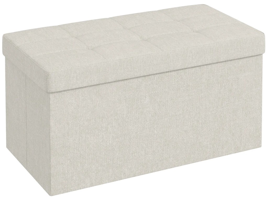 HOMCOM Banc de depozitare pouf de depozitare pliabil bout de lit repose-pieds cu capac capitonat 76L x 38l x 38H cm crem | Aosom Romania