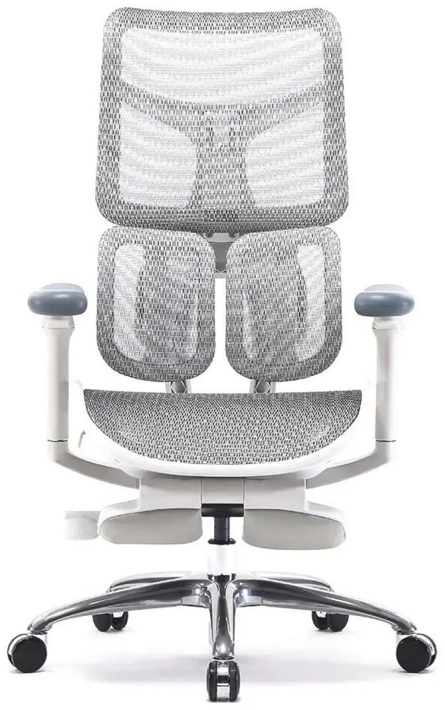 RESIGILAT- Scaun ergonomic SIHOO S100, cotiere 4D ultra moi, suport lombar adaptiv, spătar reglabil pe inaltime, sezut cu translatie, mecanism multifunctional inclinare/blocare, suport picioare, pivotant, Mesh, Gri