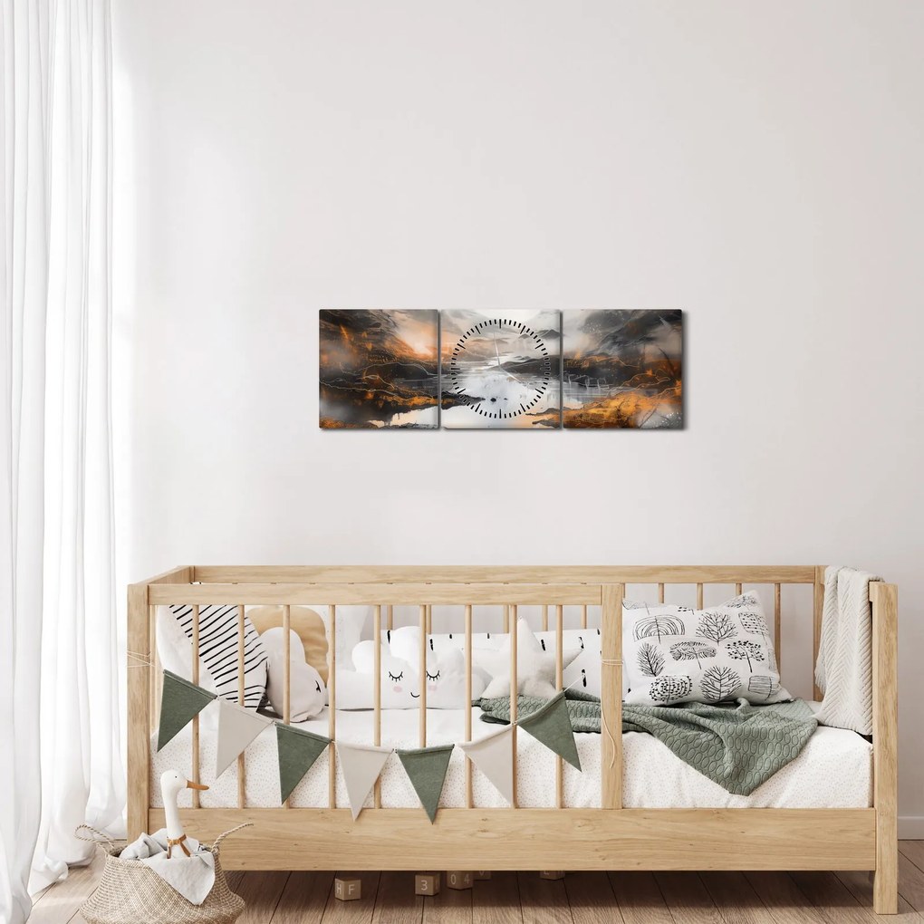 Tablou - Pictura peisajelor montane (cu ceas) (90x30 cm)