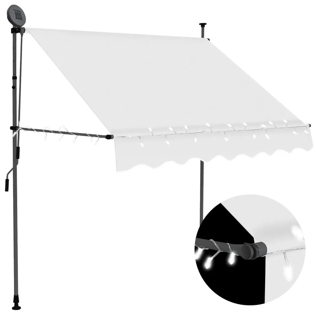 vidaXL Copertină retractabilă manual cu LED, crem, 100 cm