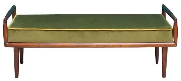 Bancheta verde, din catifea si lemn de mango, Farrow