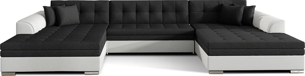 Colțar lemn masiv extensibil Vento Personalizabil, 359 × 165 × 87 cm - Soft 17 - piele alba