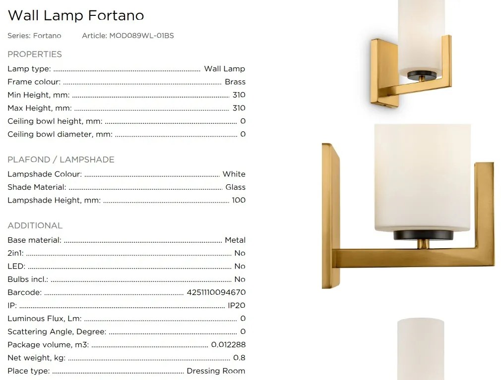 Aplica de perete design modern Fortano MYMOD089WL-01BS