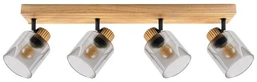 Brilagi - Plafonieră cu spoturi HYGGE, 4xE14/15W/230V, lemn de cauciuc/fumuriu