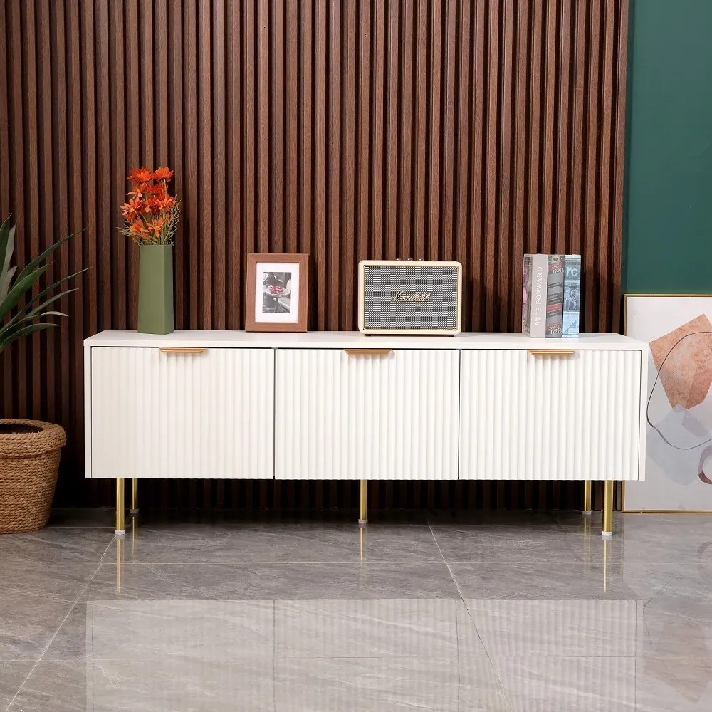Comodă TV cu 3 sertare, 140x40x50 cm, Alb