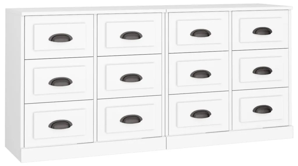 vidaXL Servante, 2 piese, alb, lemn prelucrat