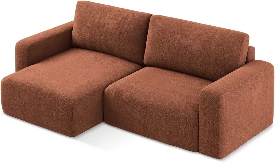 Colțar teracotă extensibil/cu spațiu de depozitare cu tapițerie din chenille (cu colț pe partea stângă/cu șezlong) Kona – Makamii