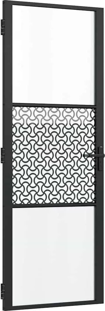vidaXL Ușă de sticlă Traforaj Negru 76 x 3.5 x 201.5 cm Aluminiu