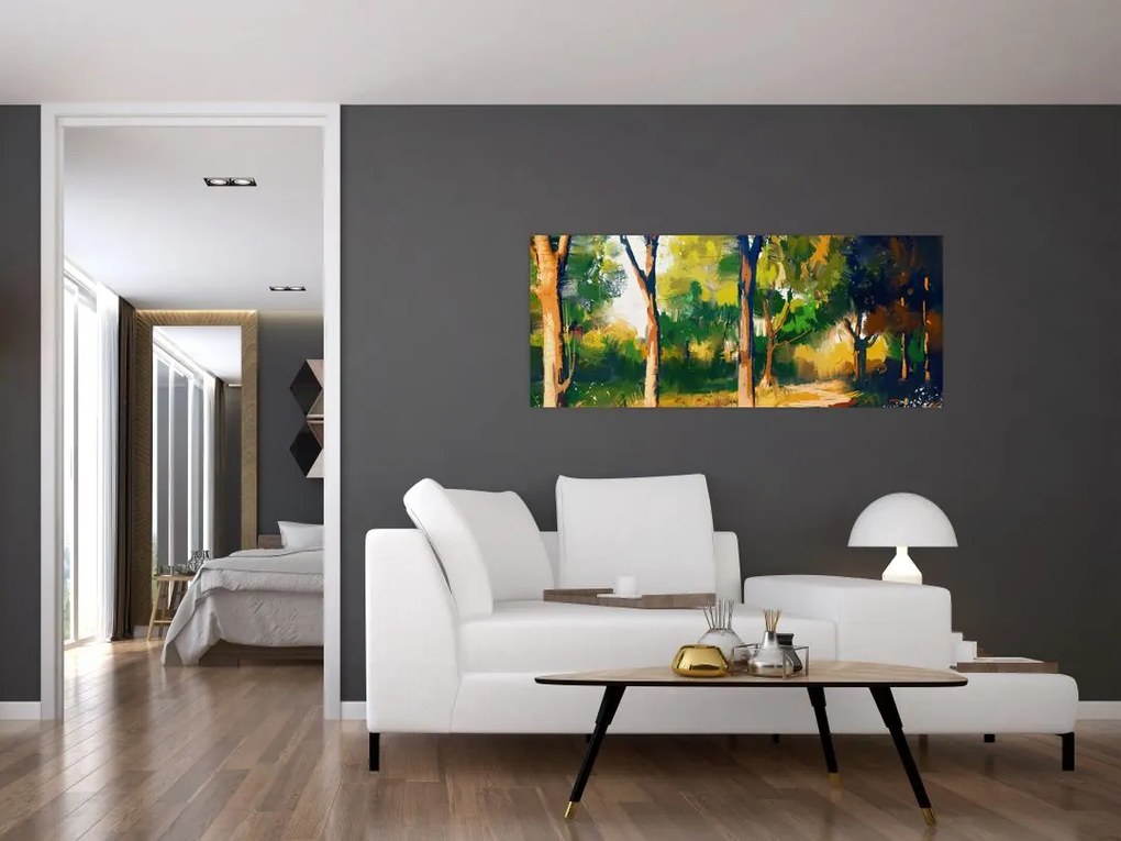 Tablou - Pădure de vară însorită, pictură (120x50 cm)