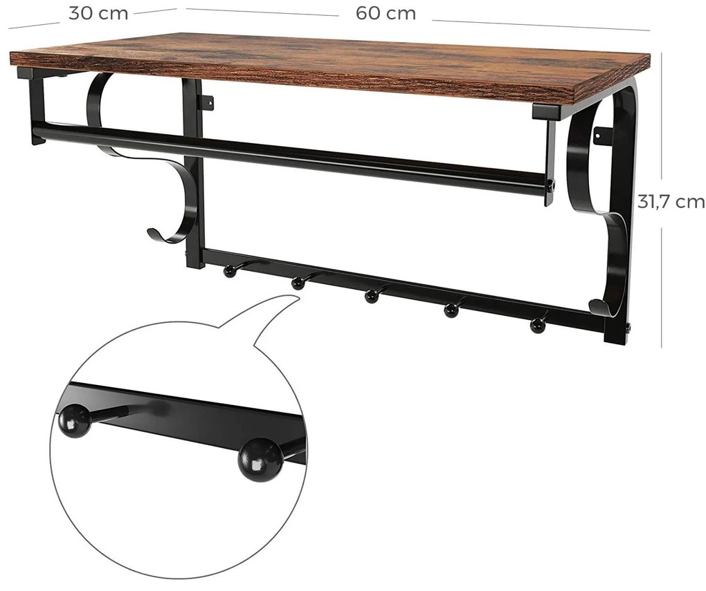 Cuier de perete TAYLOR, maro