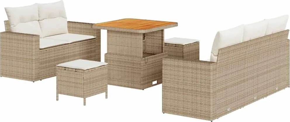 vidaXL Set de canapele pentru grădină 8 pcs Bej și crem poliratan