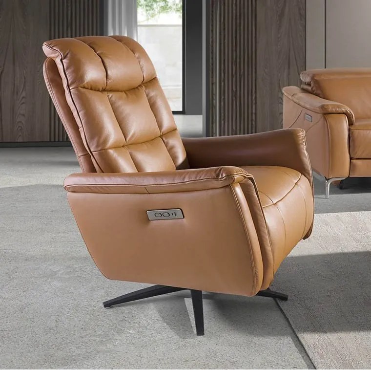 Fotoliu design LUX cu functia relax Cowhide brown leather