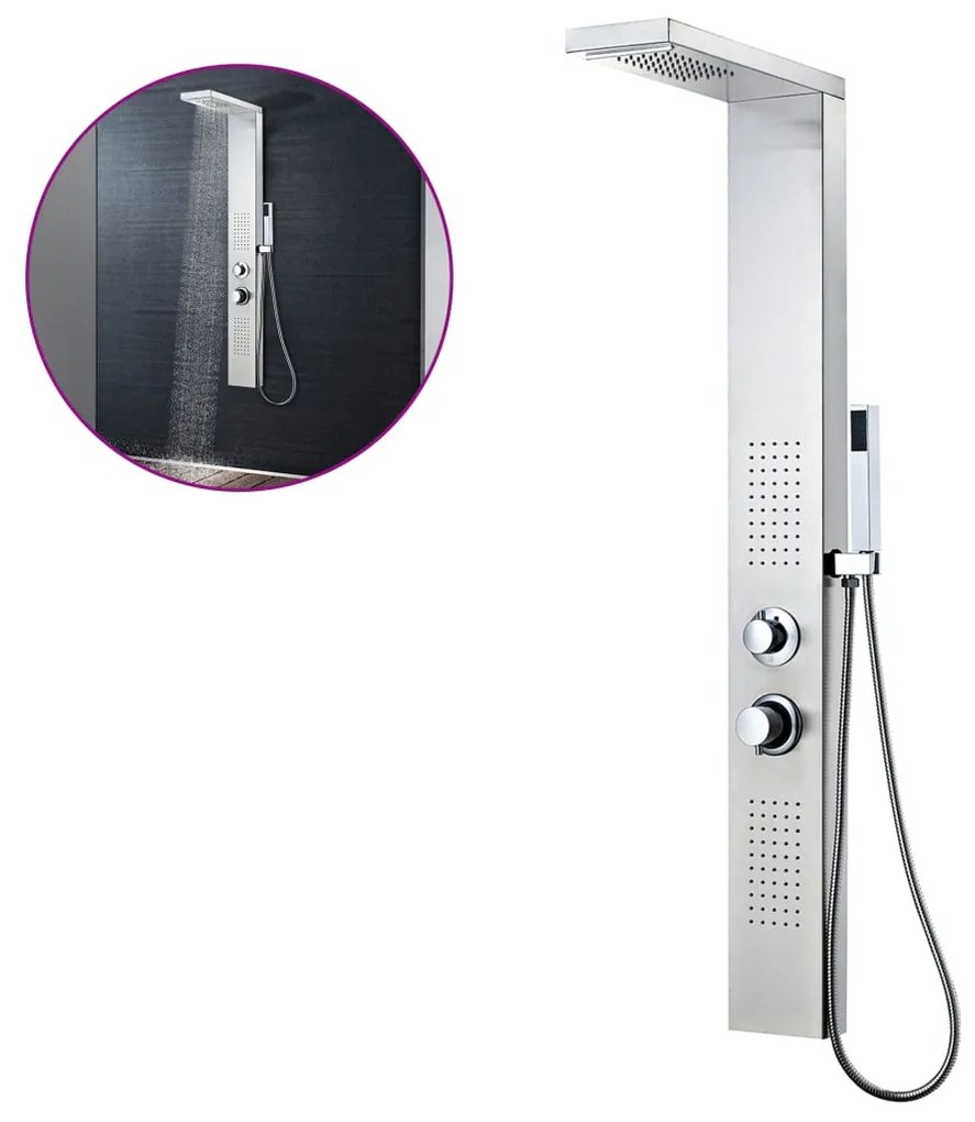 142371 vidaXL Sistem panel de duș, pătrat, oțel inoxidabil
