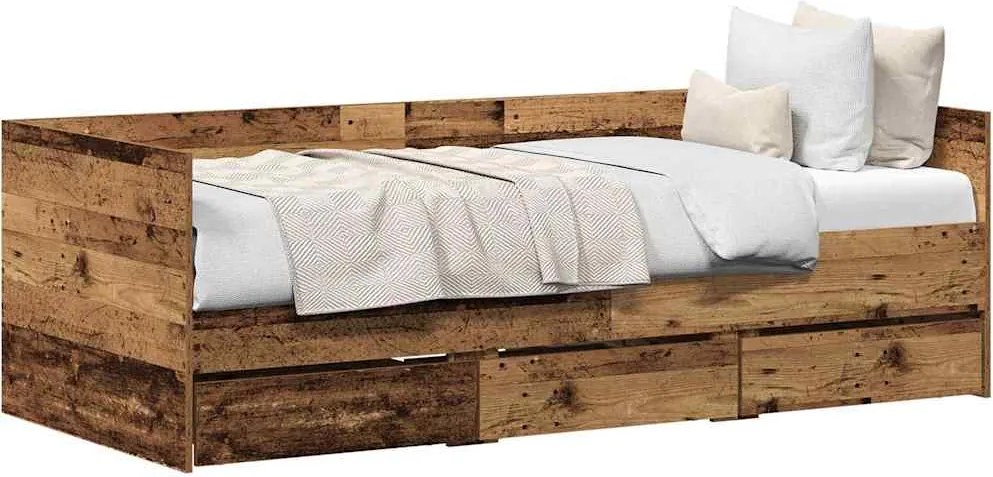 vidaXL Daybed cu headboard Lemn Vechi 90 x 200 cm Lemn compozit