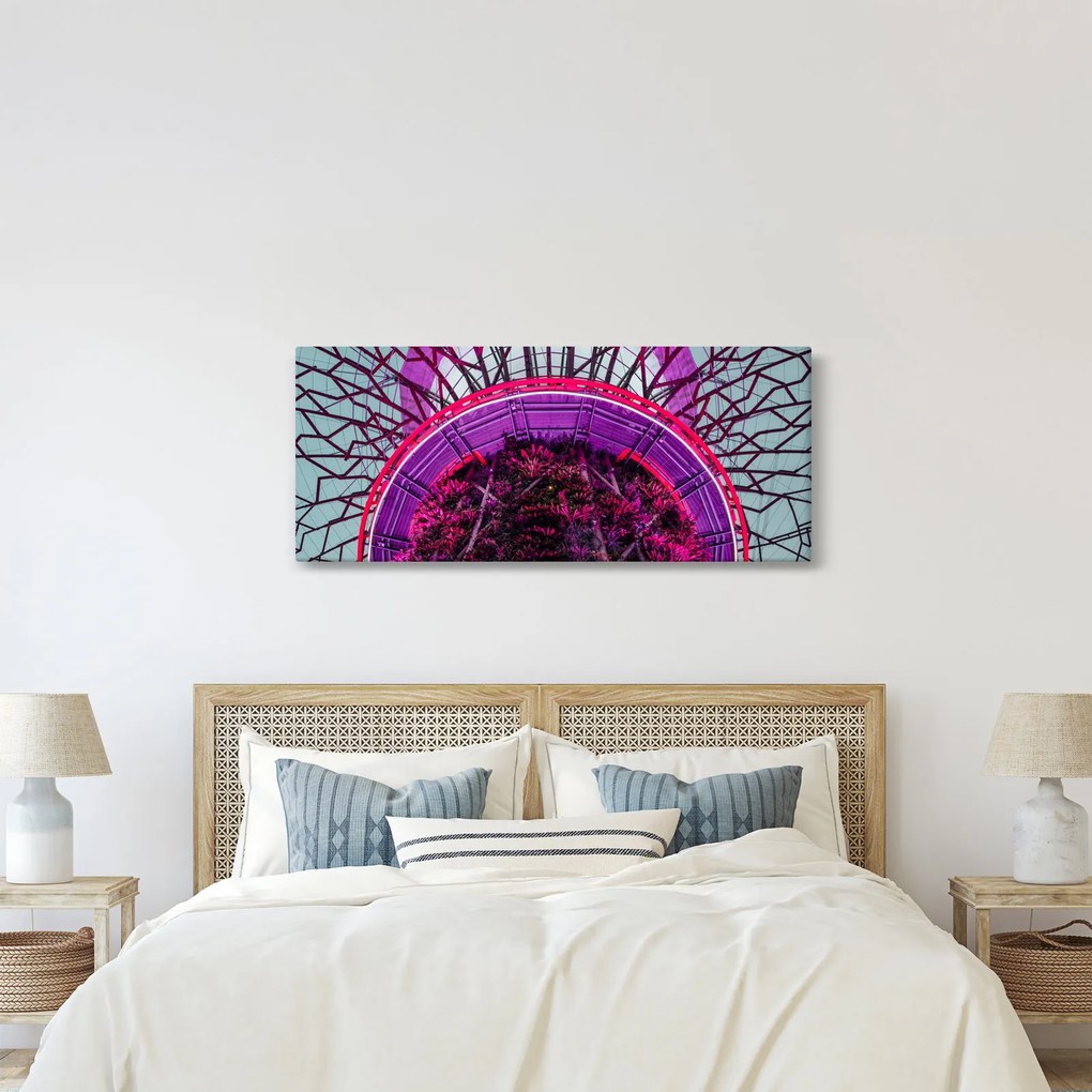 Tablou abstrac - crengi violete (120x50 cm)