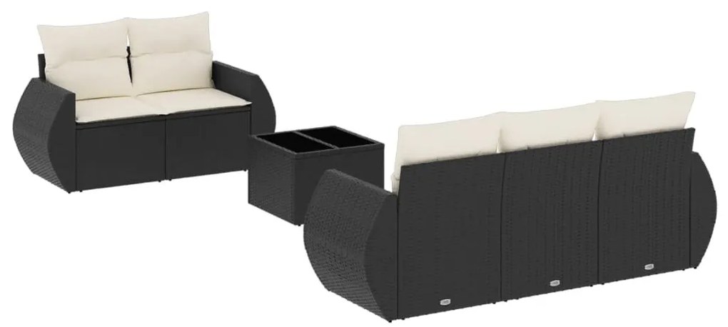 3253433 vidaXL Set mobilier de grădină cu perne, 6 piese, negru, poliratan