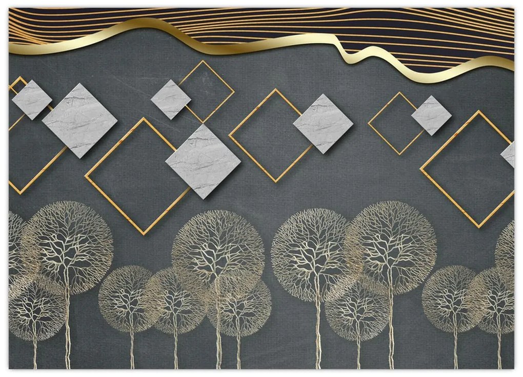 Tablou pe sticlă cu abstracție (70x50 cm)