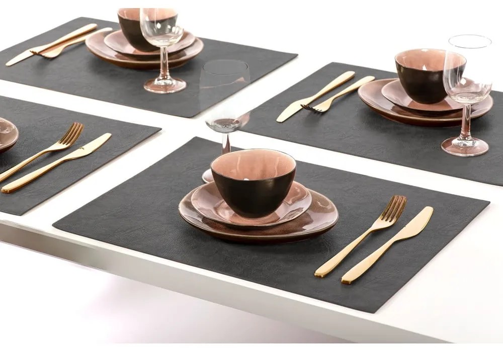 Suport farfurie din imitație de piele ZicZac Troja Rectangle, 33 x 45 cm, negru