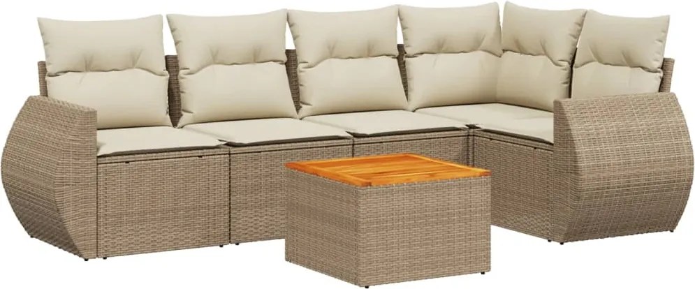 vidaXL Set canapele de grădină cu perne, 6 piese, bej, poliratan
