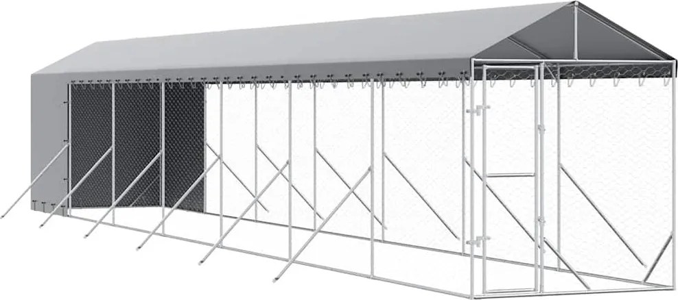 vidaXL Padoc exterior cu acoperiș argintiu 2x14x2,5 m oțel galvanizat