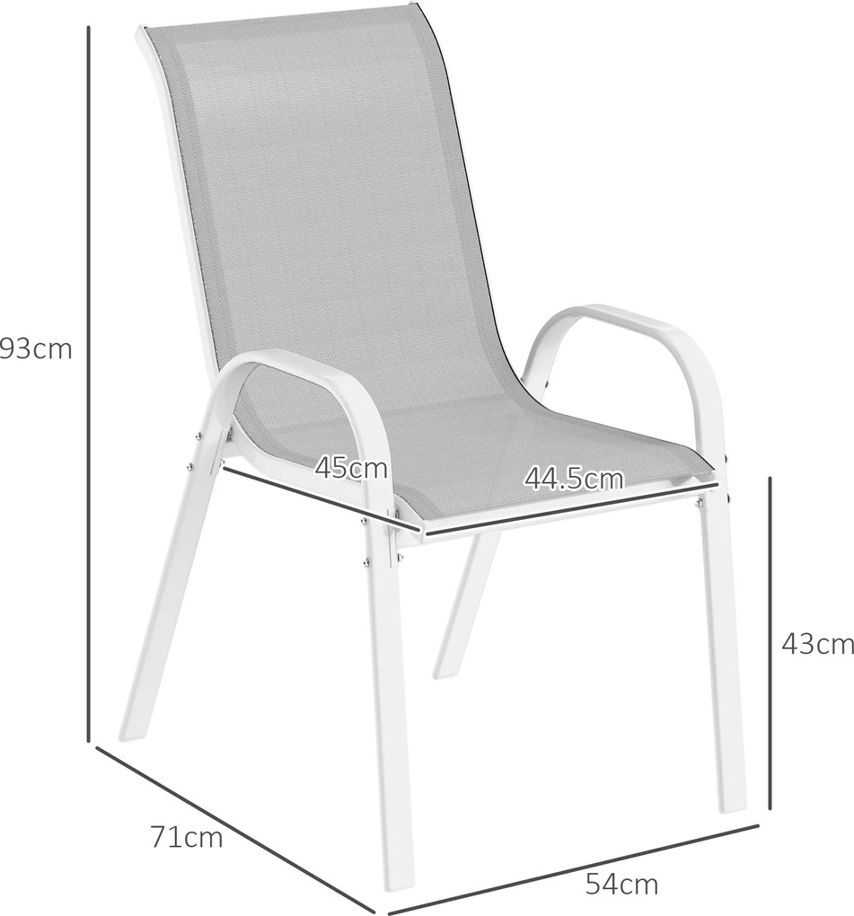 Outsunny Set de 4 Scaune Suprapozabile cu Spătar Înalt și șezut din Plasă, 54x71x93 cm, Negru | Aosom Romania