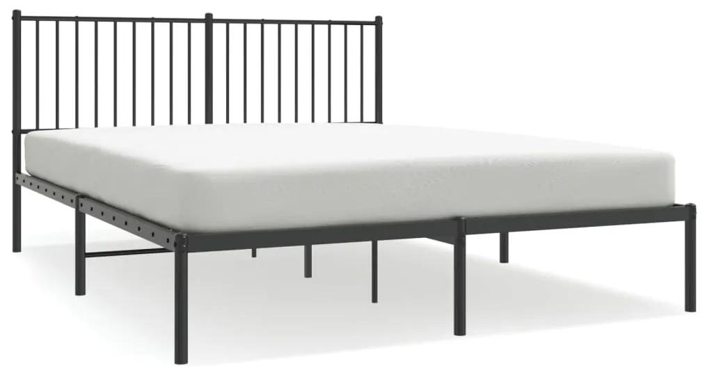 350866 vidaXL Cadru de pat metalic cu tăblie, negru, 150x200 cm
