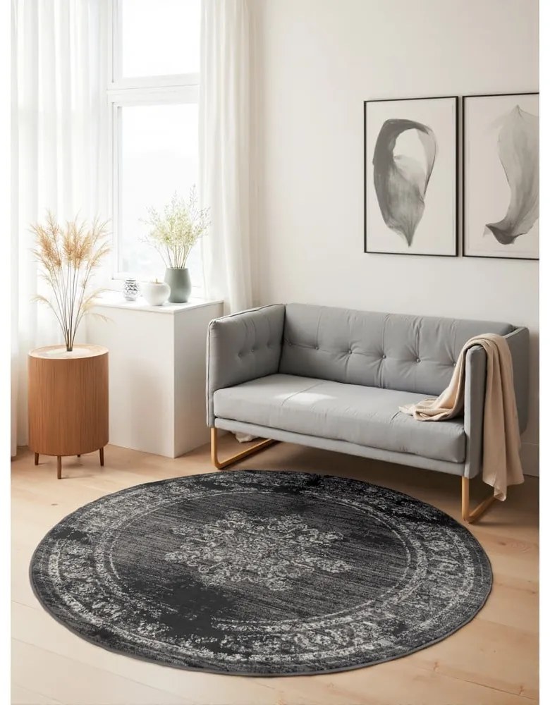 Covor gri rotund ø 120 cm Gloria Lydia – Hanse Home