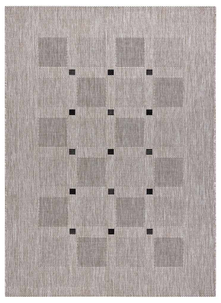 Covor sisal Floorlux 20079 Pătrat argintiu si negru