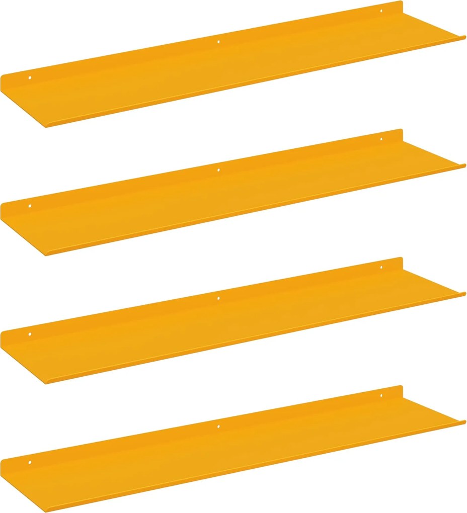 vidaXL Raft suspendat 4 pcs Galben muștar 80 x 18 x 2,5 cm Oțel