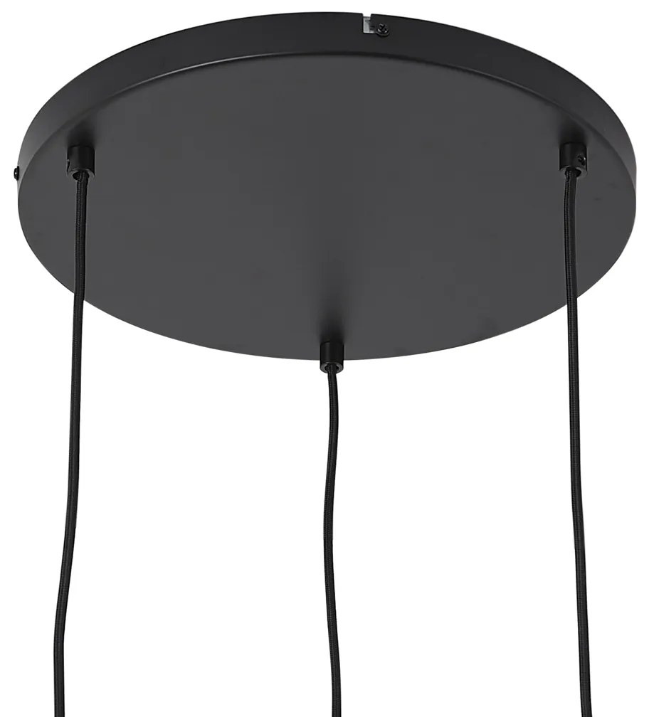 Lampă suspendată neagră cu sticlă chihlimbar, fumurie și transparentă cu 3 lumini - Elena