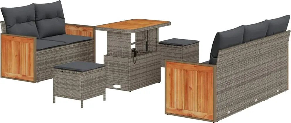 vidaXL Set de canapele pentru grădină cu pernă 8 pcs Gri