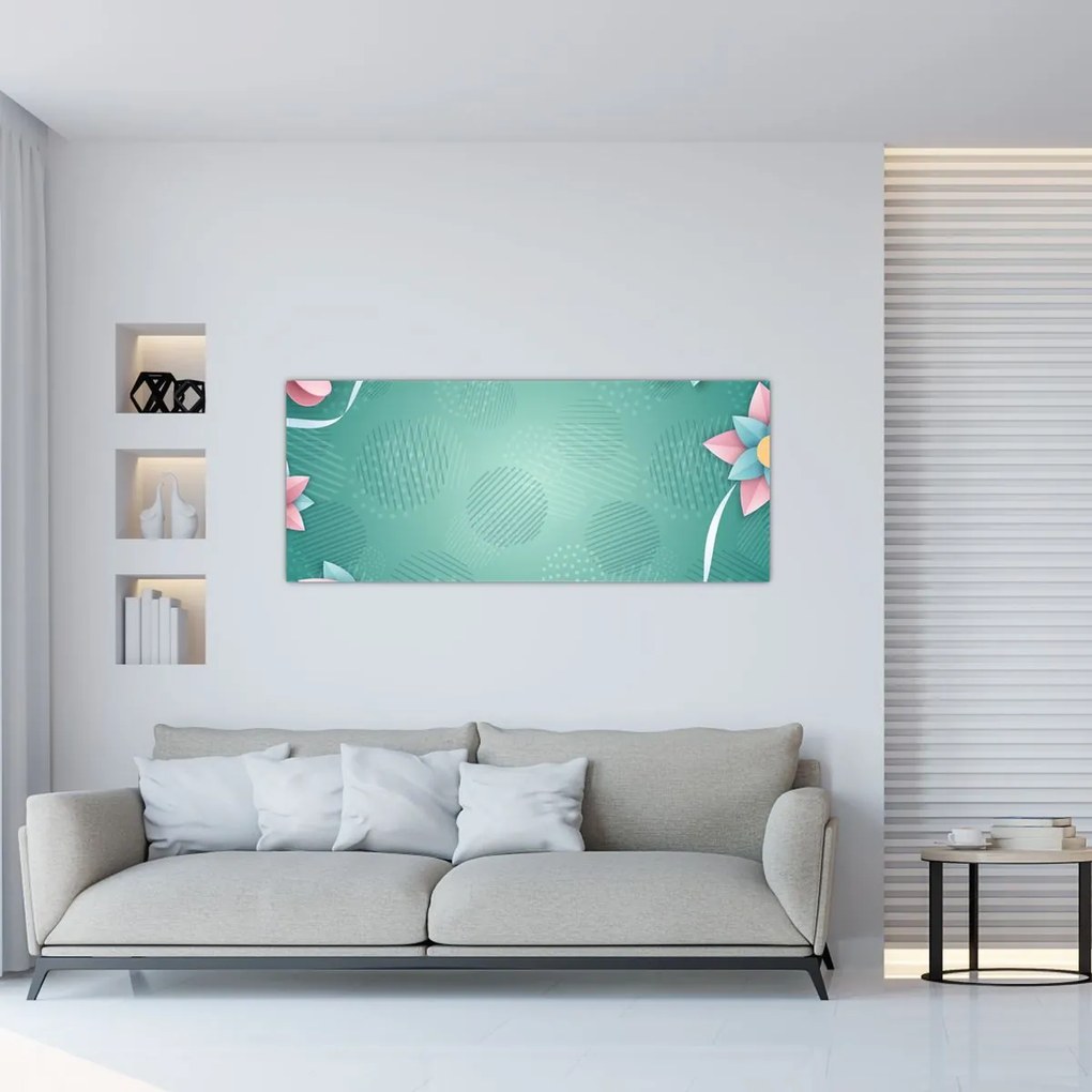 Tablou - Cercuri cu flori (120x50 cm)