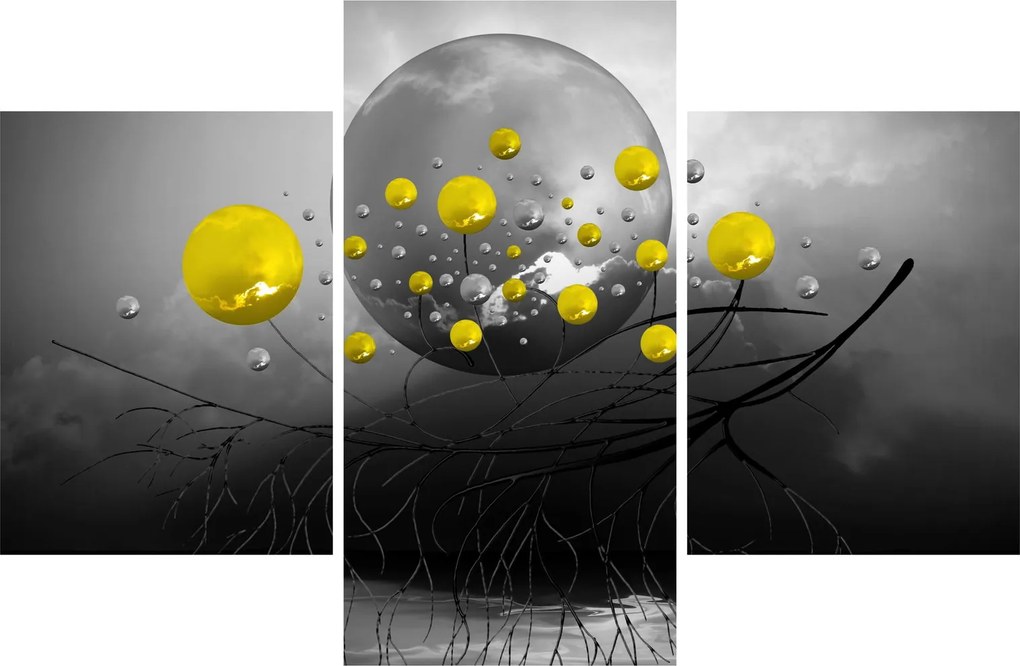 Tabloul - bile abstracte galbene (90x60 cm)