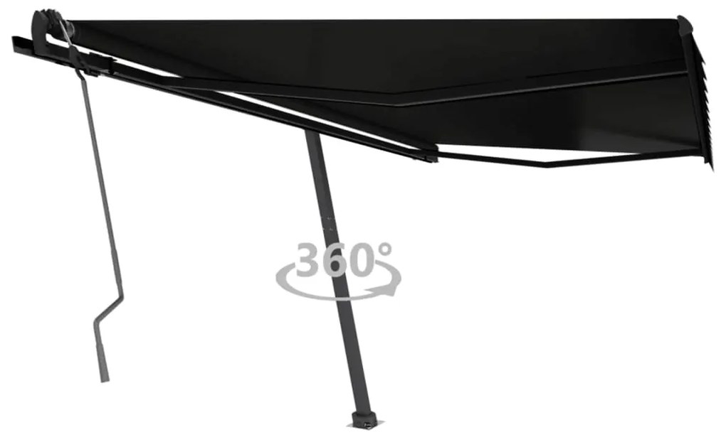 vidaXL Copertină autonomă retractabilă manual, antracit, 400x350 cm