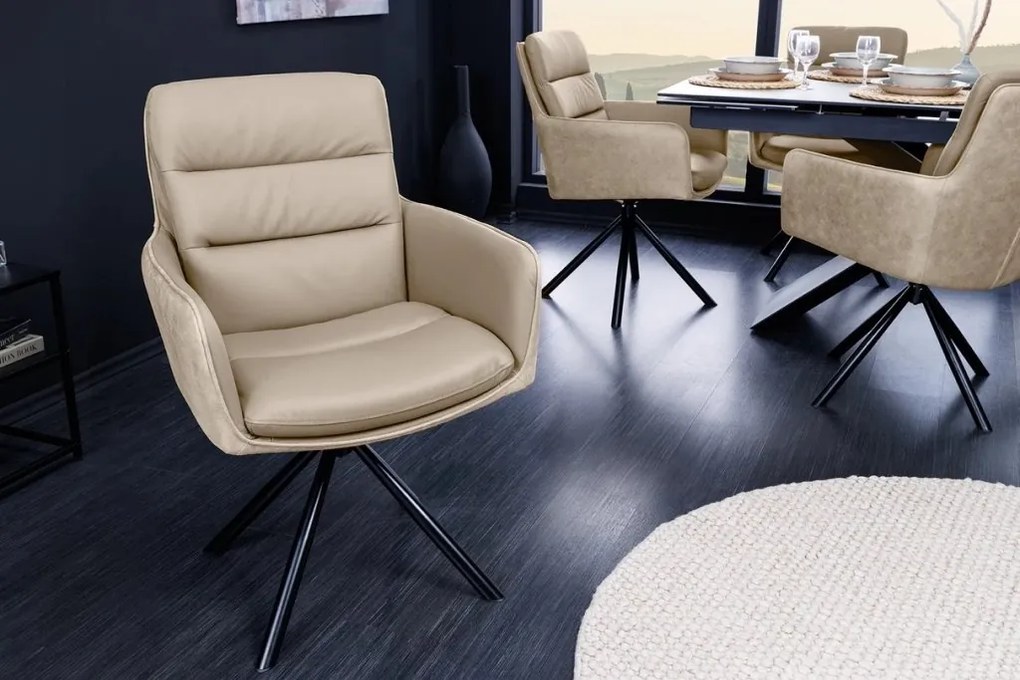 Set de 2 scaune pivotante Big George piele si microfibra bej