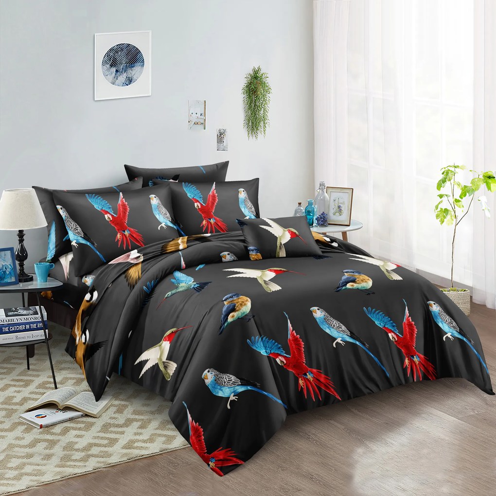 Lenjerie de pat din microfibra gri, PARROT