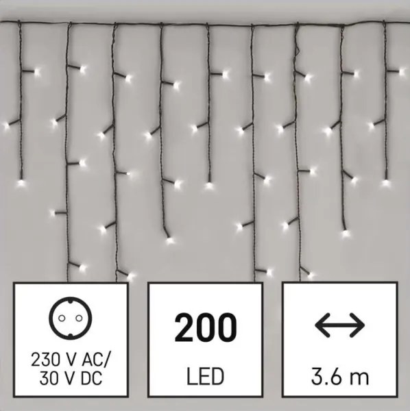Instalație LED de Crăciun de exterior 200xLED/8 moduri 8,6m IP44 alb rece