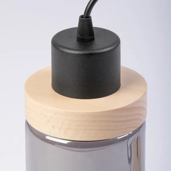 Candelabru pe cablu WOODNEST 1xE27/15W/230V pin/negru fumuriu