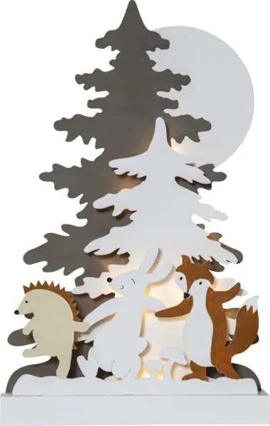 Decorațiune din lemn cu LED pentru Crăciun Star Trading Forest Friends, înălțime 44 cm
