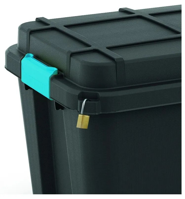 Cutie de depozitare neagră din plastic cu capac 73,5x44,5x46 cm Scuba Box – KIS