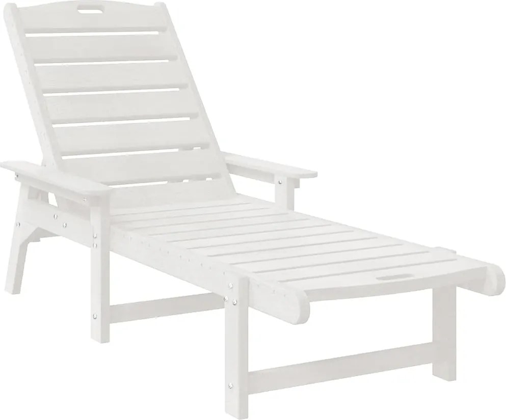 vidaXL Șezlong 2 pcs Alb 195,5 x 53 x 98,5 cm Polietilenă